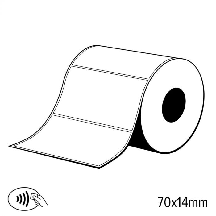 vervoer gordijn Wissen Label RFID UHF 70 x 14 mm. Papier. Impinj Monza R6. met kleefzijde. EPC  Size 96 bit | DCP