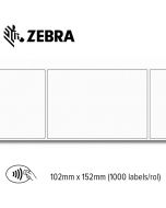 Zebra RFID (UHF) papieren label 1000D 102x152mm voor desktop printer (1000 labels/rol)