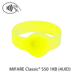 Polsband RFID NXP S50 MIFARE Classic® 1KB geel (4UID) (74mm diameter)