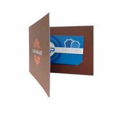 Cardverpakking klein 12,5x9 cm 4 pagina's bedrukt met 2 x stans