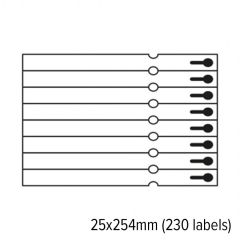 Diamond etiketten 25x254mm papier inkjet sleufetiketten voor C3500 (2 rij van 115 stuks) 1 rol á 230 etiketten