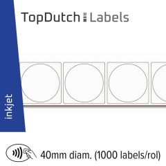 TopDutch Labels 40mm diameter mat papier met NTAG 216