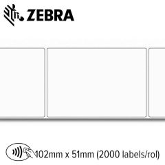 Zebra RFID (UHF) papieren label 2000T 102x51mm voor industriële printer (2000 labels/rol)