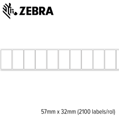 Zebra Z-Ultimate wit 3000T glanzend 57x32mm (2100 labels) 4 rollen