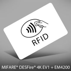 P 119   pvc 0,76mm wit nxp mifare desfire 4k ev1 + em4200