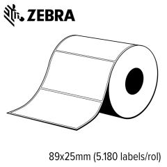 Zebra Z-Select 2000T 89x25mm voor mid-range en high-end printers (5.180 labels/rol) 6 rollen